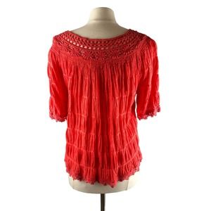 Ladies Boho Style Top Large Coral Orange Chelsea and Violet Shirt